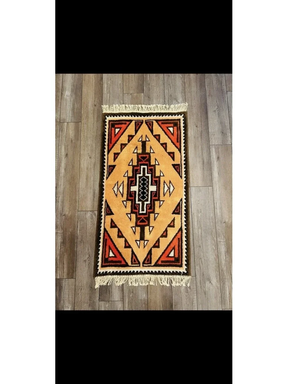 Vintage Native American Navajo Area Rug 57” By 28.5”